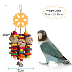 Parrot Chew Toy with Bell and Color Wooden Beads