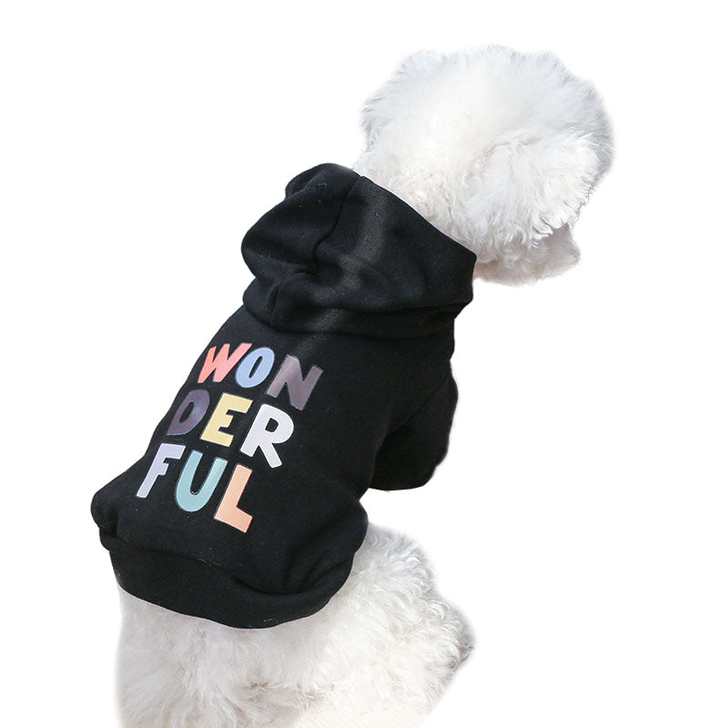 Pet Hoodie Sweatshirt Letter Printed Warm Clothes for Dogs and Cats-Black