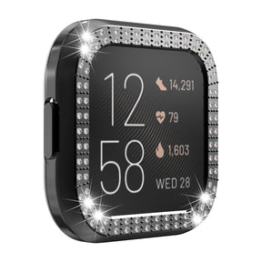 Hard PC Double Diamond Frame Protective Case For Fitbit Versa 2 - Black