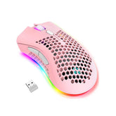 2.4G Wireless Lightweight Gaming Mouse with RGB Backlit Adjustable DPI-Pink