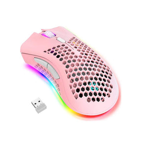 2.4G Wireless Lightweight Gaming Mouse with RGB Backlit Adjustable DPI-Pink