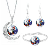 The Nightmare Before Christmas Moon Pendant Necklace Earrings Bracelet Charms Gift Set-6