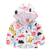 Toddler Boys Girls Cartoon Print Zip Jacket Hooded Trench Kids Casual Coats-37