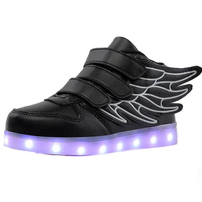 LED Light Sneakers USB Rechargeable Flashing Shoes for Boys Girls-Black