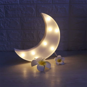 Moon Marquee Light LED Moon Sign Night Light Romantic Light Up Heart Sign Decoration -White