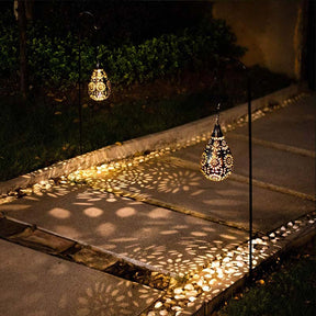 Hanging Solar Lights Outdoor Garden Waterproof Energy Saving LED Water Droplets Decorative Metal Light