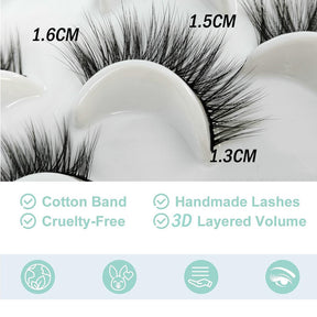 10 Pairs 3D False Eyelashes Reusable Wispy Cat Eye Natural Look Lashes-115