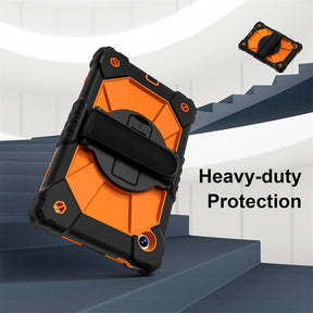 Rugged Tablet Case with Stand and Shoulder Strap for Samsung Galaxy A9-BlackOrange