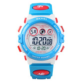 Kid Waterproof Electronic Multi Function Outdoor LED Watches-WhiteBlue