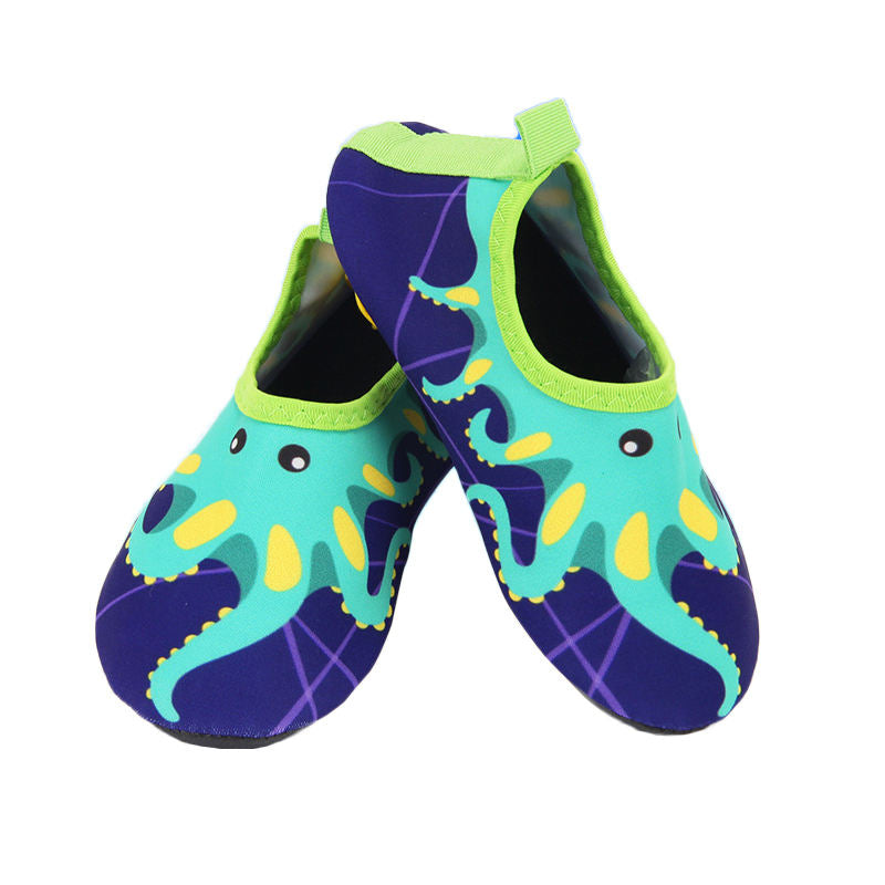 Kids Swim Water Shoes Quick Dry Non-Slip Barefoot Sports Shoes for Boys Girls-Octopus Blue