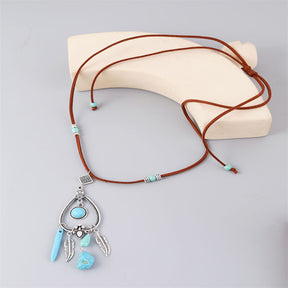 Turquoise Pendant Suede Necklace for Women-2