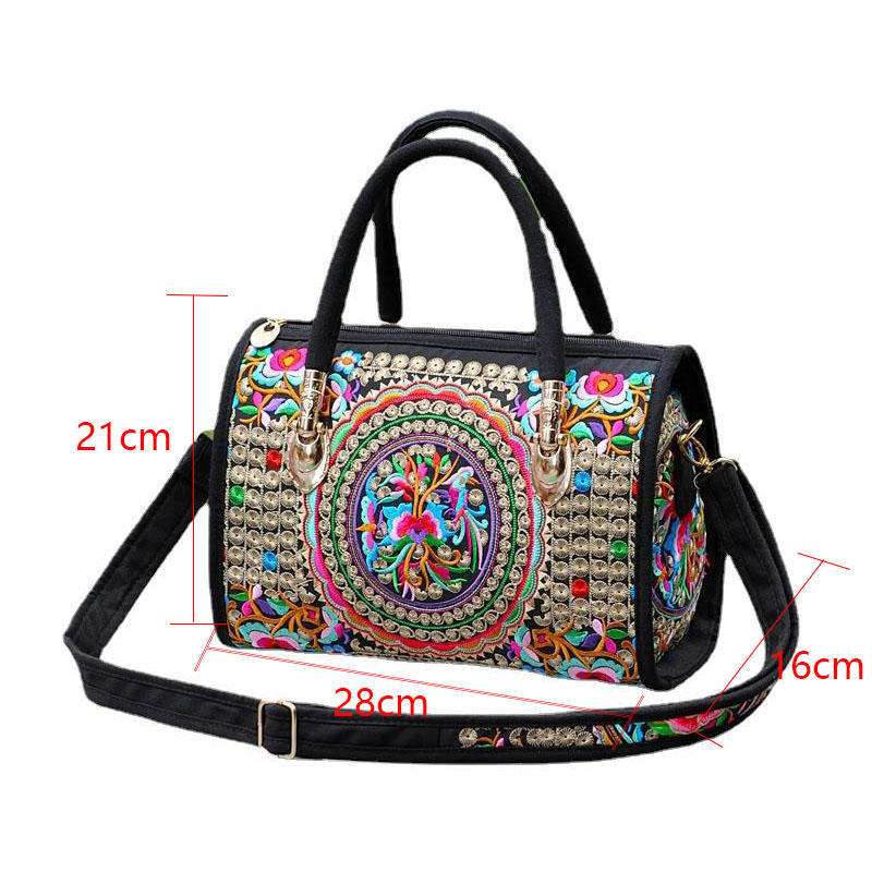 Women Embroidered Crossbody Bag Casual Ethnic Shoulder Bag-Cash Cow