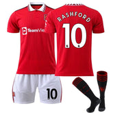RASHFORD #10 Manchester United F.C Home Jersey 2022/23 Soccer Jersey Set For Adult Kids