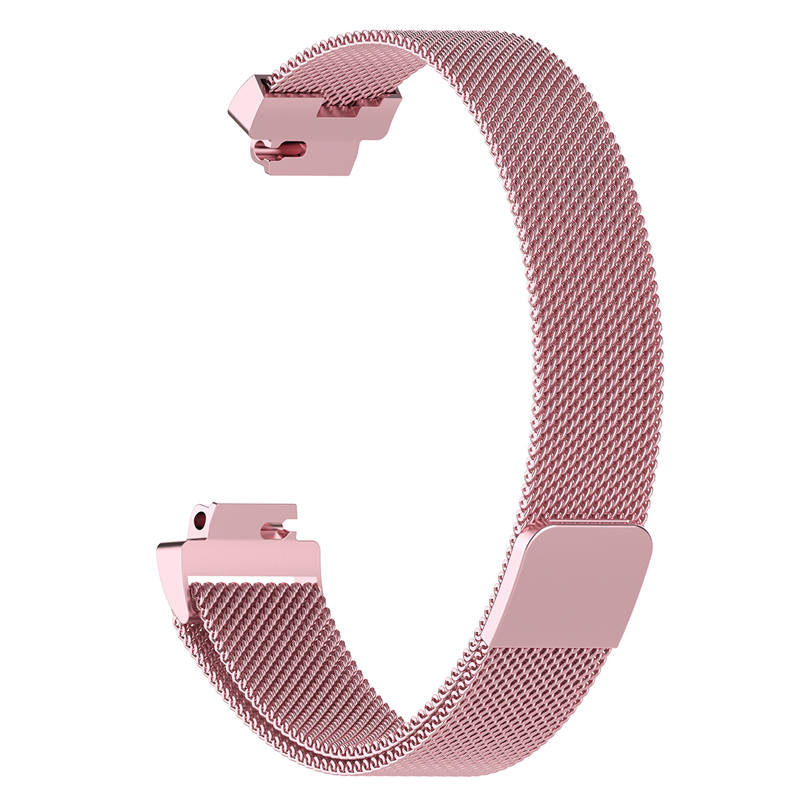 Stainless Steel Metal Replacement Strap Magnet Buckle For Fitbit Inspire HR-Rose Pink