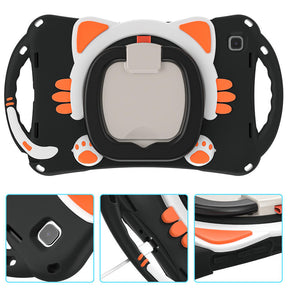 CatB Samsung Tablt Case for Tab A7 10.4  T500/T505/T507/T505N Shockproof Shoulder Strap Handle Stand-Black Orange