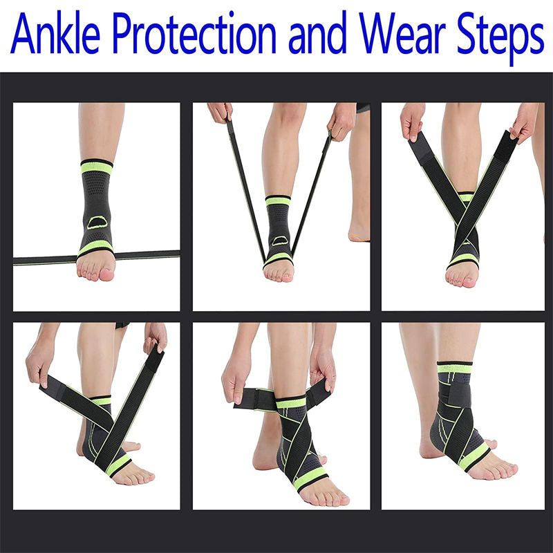 2Packs Strong Ankle Brace Sports Protection Adjustable Unisex Compression Ankle Support-Black