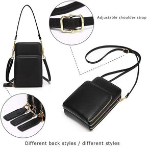 Crossbody Phone Bag for Women Small Shoulder Bag Cell Phone Wallet Purses and Handbags with 14 Credit Card Slots-Black