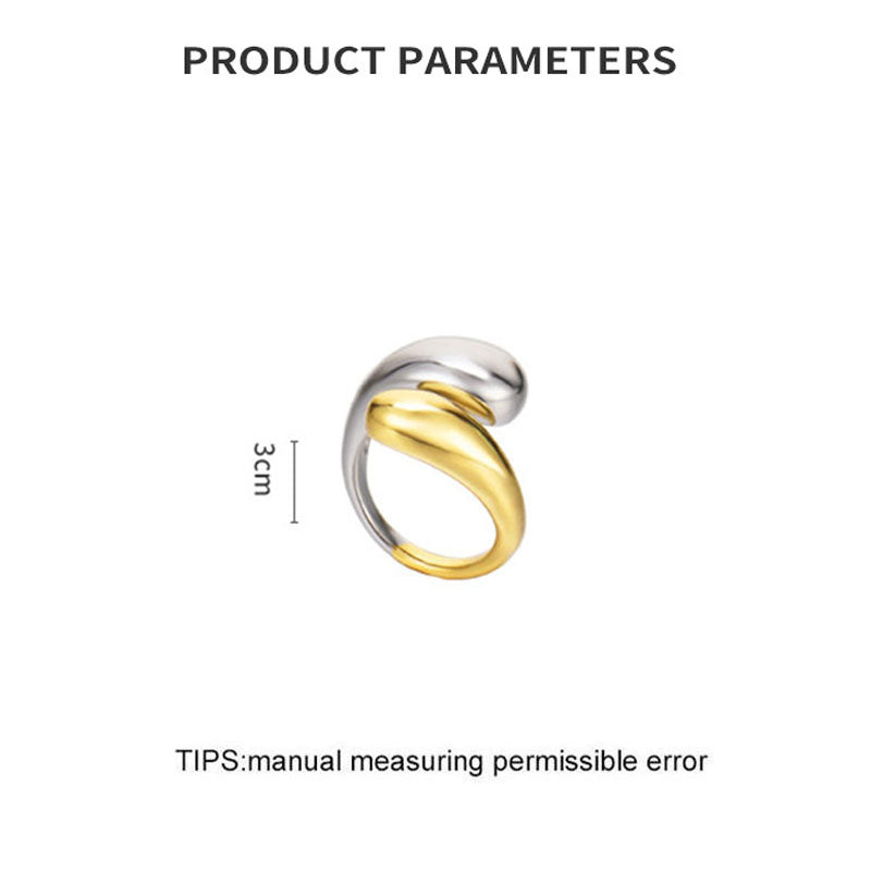 Women Two Colors Open Ring Geometry Adjustable Ring