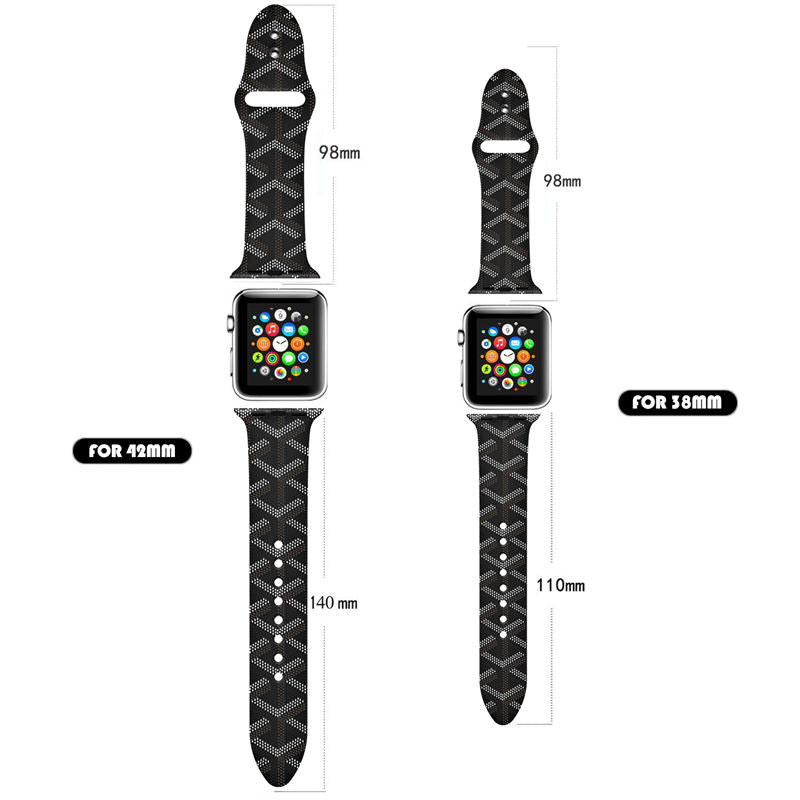 Soft Silicone Watch Bands Pattern Printed Band for iWatch Series6/5/4/3/2/1/SE-Black