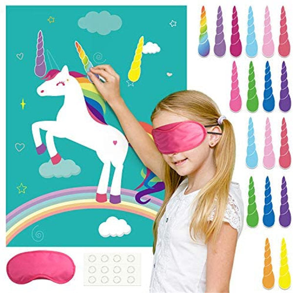 Unicorn Birthday Party Game with 35 Stickers, Children's Birthday Party Decorations