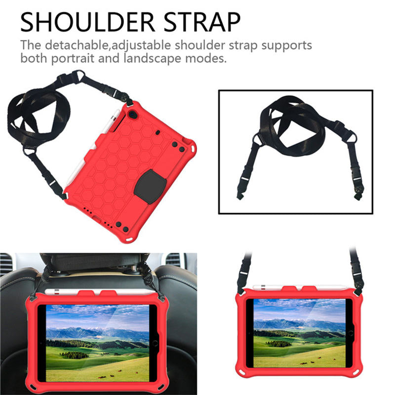 Hive iPad Case For iPad Mini 1/2/3/4/5 Durable Stand Cover With Shoulder Strap-RedBlack