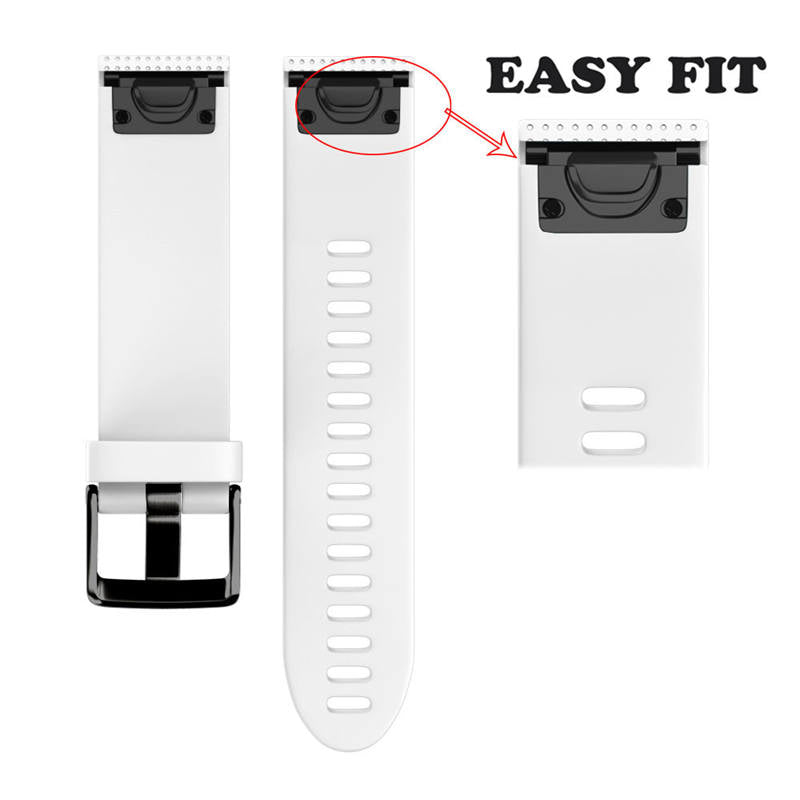Watch Band For Garmin Fenix  Fenix 5S/ 5S Plus/6S/ 6S Pro Soft Silicone 20mm Replacement Strap Black Steel Buckle-White