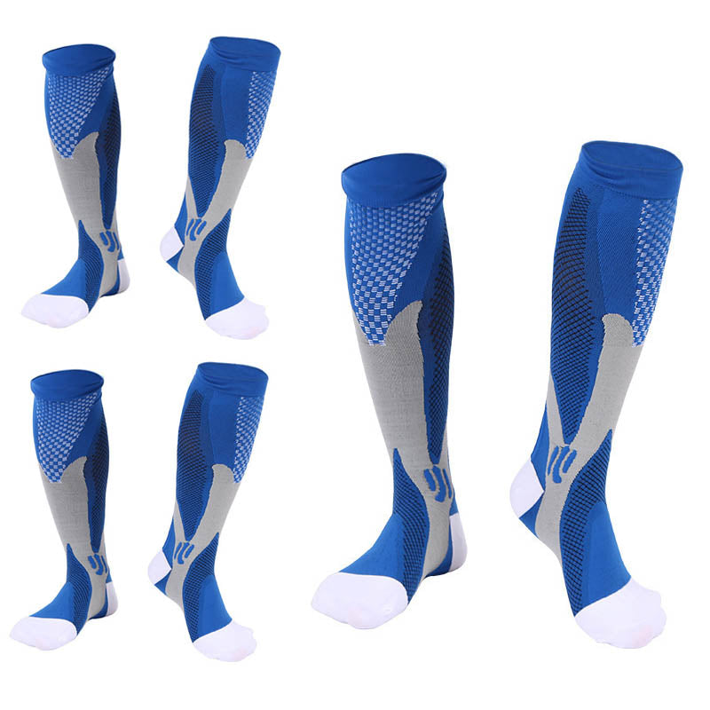 3 Pairs Sport Compression Socks Knee-Length for Nurse Edema Diabetic Sports Socks-Blue