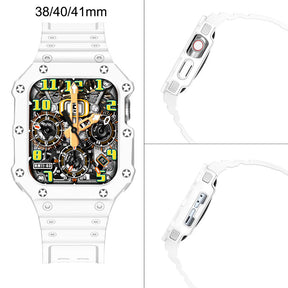 Sport Rugged Watchbands with Bumper Case Compatible for Apple Watch-All White