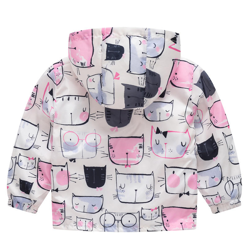 Boys Girls Cartoon Print Zip Lightweight Jacket Hooded Coats Casual Windbreaker-26