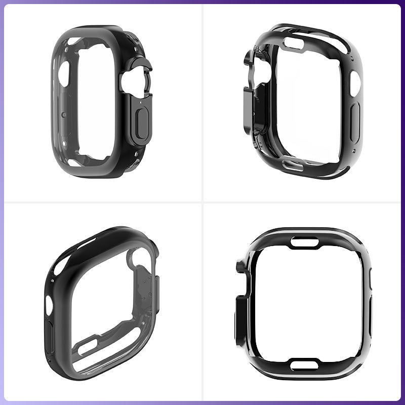 TPU Anti-Scratch Protective Case with Screen Protector for Apple Watch Ultra 49mm-Black
