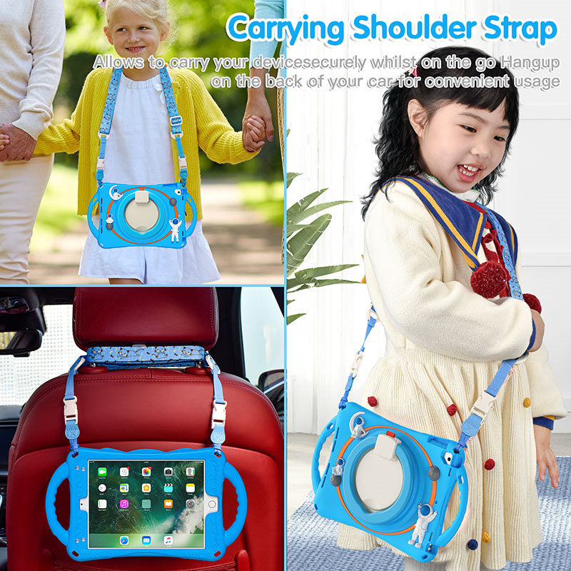 iPad Case Shockproof Case With Handle Stand Shoulder Strap for iPad 9.7 2018/2017/Pro9.7/Air2/Air-Blue