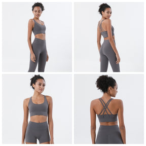 Comfort Sports Bra Push up Medium Support Yoga Tops Padded-Grey