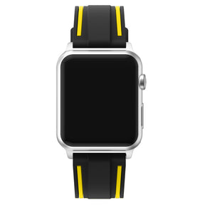 Rubber Sport Watch Bands for iWatch Series 6/SE/5/4/3/2/1 Bicolor Strap-BlackYellow