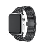 Dragon Leather Metal Watch Band For Apple Watch SE/6/5/4/3/2/1(Black)