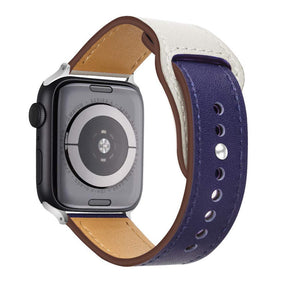 Leather Loop Replacement Band for iWatch Series SE/6/5/4/3/2/1-BlueWhite