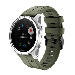 Silicone Replacement Band 20mm Quick Release Easy Fit For Garmin Fenix 5S/5S Plus/6S/6S Pro Smartwatch Black Steel Buckle-Army Green