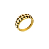 Black And White Checkerboard Finger Ring For Women Girl