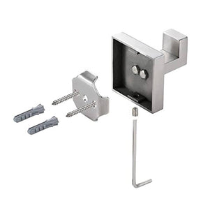 2 Pack Bathroom Hooks 304 Stainless Steel Square Wall Hooks-Silver