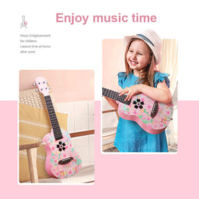 Mahogany Wooden Ukulele Beginner Pack Instrument All in One Kit for Girls Boys-Peach