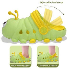 Kids Cute Caterpillar Clogs Lightweight Beach Water Slippers-Light Green