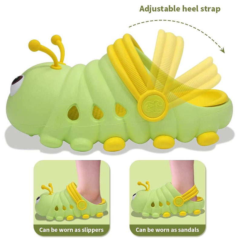 Kids Cute Caterpillar Clogs Lightweight Beach Water Slippers-Light Green