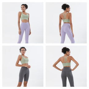 Comfort Sports Bra Push up Medium Support Yoga Tops Padded-Green