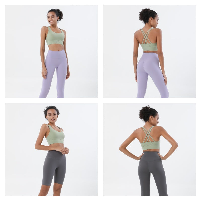 Comfort Sports Bra Push up Medium Support Yoga Tops Padded-Green