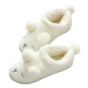 Warm Indoor Slippers for Women Fleece Winter Boots-White