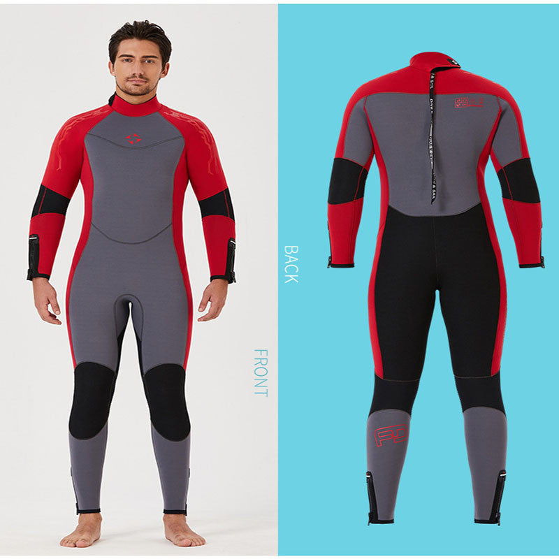 Adore Wetsuits Men's 5mm Premium Neoprene Full Suits for Scuba Diving,Spearfishing,Snorkeling,Surfing,Canoeing Dive Skin-D530003-Red