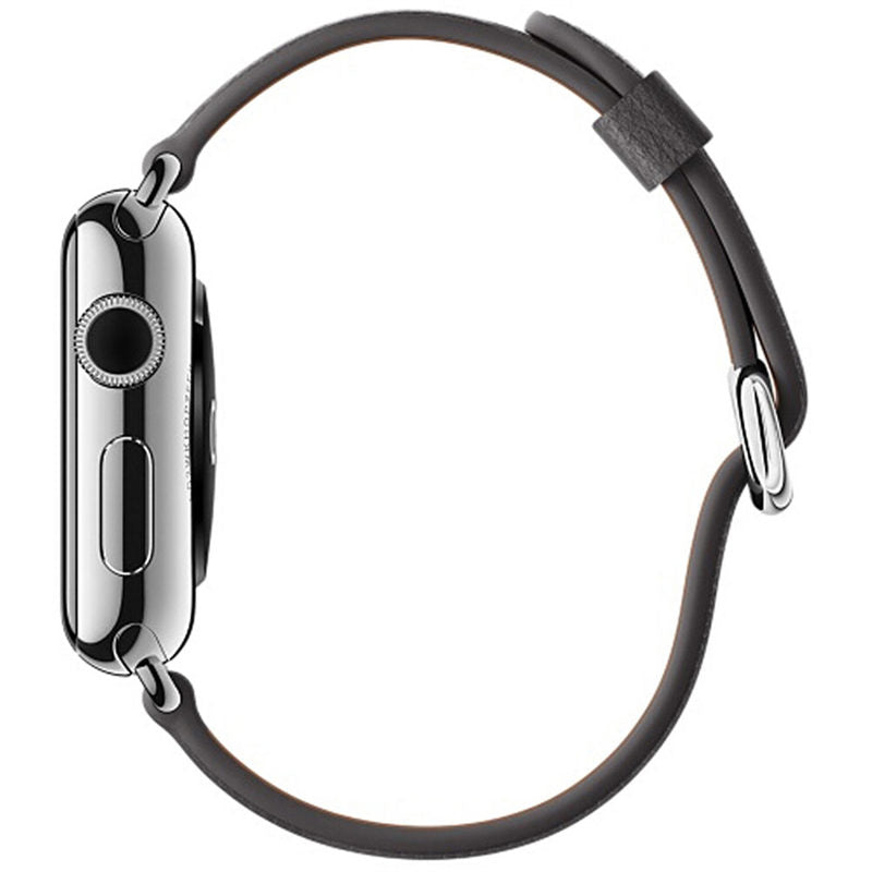 Litchi Pattern Leather Replacement Watch Band For iWatch Series SE/6/5/4/3/2/1-Gray