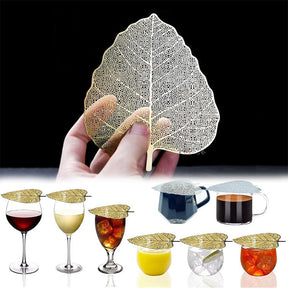 2 Pack Wine Glass Cover 304 Stainless Steel Creative Leaves Shape Cup Lid-Set2