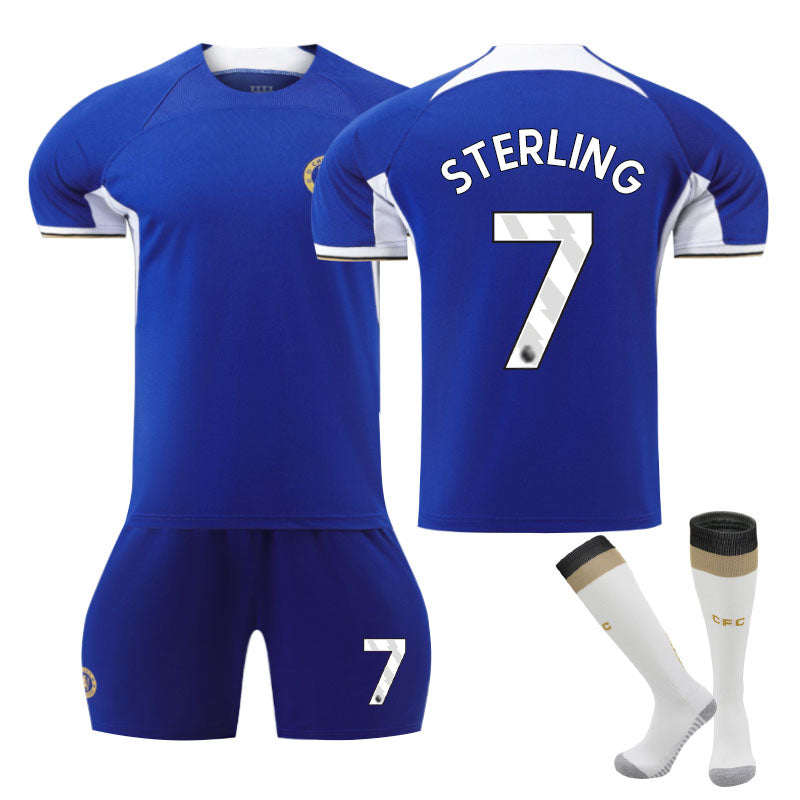 Chelsea Home Jersey STERLING #7 Soccer Jersey Kids Adult 3-Pieces Jersey Kits