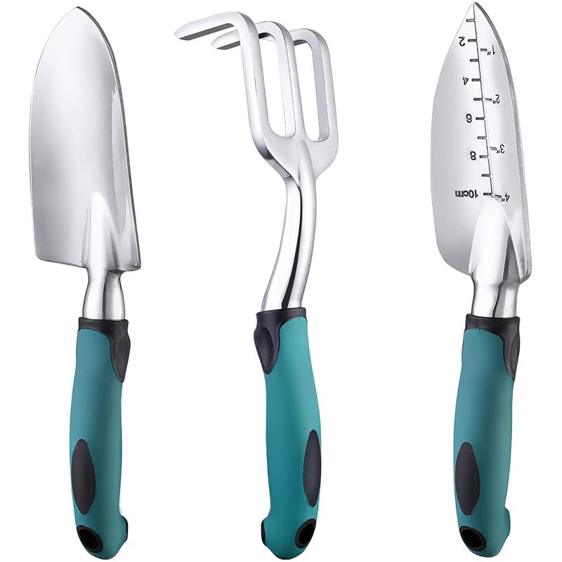 Home & Living3Pcs Heavy Duty Gardening Tools Cast Aluminum with Soft Rubberized Non-Slip Handle Garden Tools Set -Green