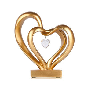 Double Heart Sculpture Home Decor Valentines Day Gift-Gold